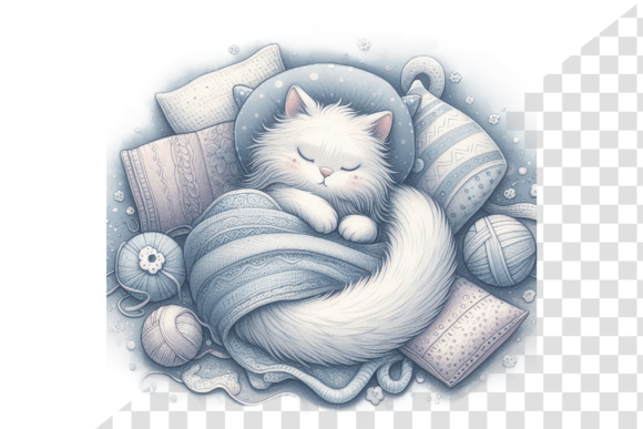 Download Cozy Cat Nap Watercolor Clipart - Cozy Collection