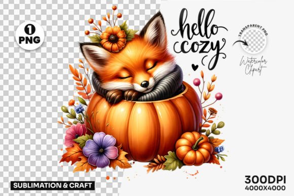 Download Hello Cozy Fox Pumpkin Clipart PNG - Cozy Collection