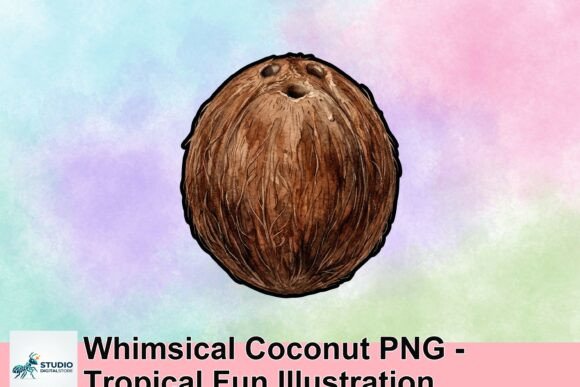Download Whimsical Coconut PNG - Tropical Fun Illustration - Premium Resources