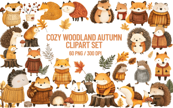 Download Woodland Fall Animal Clipart – Cozy Fox - Cozy Collection