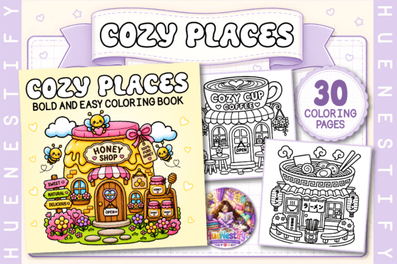 Download Cozy Places Bold and Easy Coloring Book - Cozy Collection