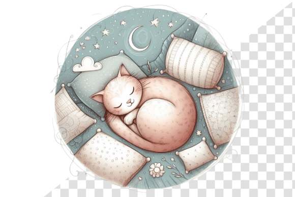Download Cozy Cat Nap Watercolor Clipart - Cozy Collection