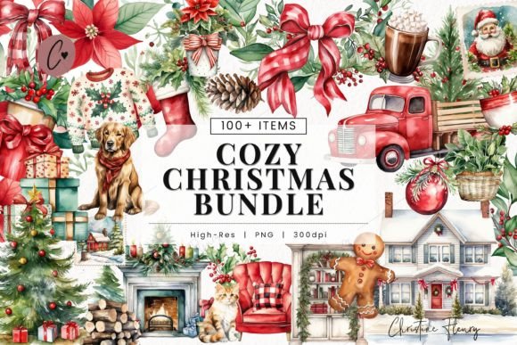 Download Huge Watercolor Cozy Christmas Bundle - Cozy Collection