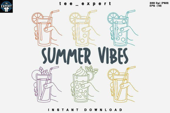 Download Summer Vibes Cocktail T-shirt Design - Premium Bundle