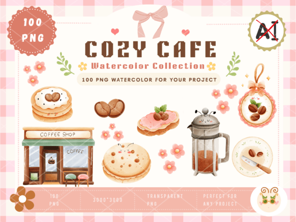 Download Cozy Cafe Watercolor PNG - Cozy Collection