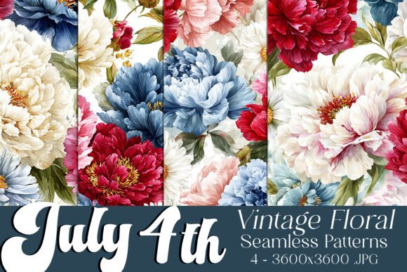 Download July 4th Vintage Floral Seamless Pattern - Vintage floral seamless pattern Collection