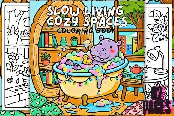 Download Slow Living Cozy Spaces Coloring Book - Cozy Collection