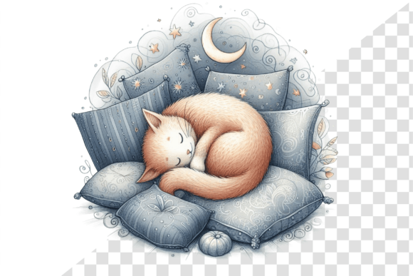 Download Cozy Cat Nap Watercolor Clipart - Cozy Collection